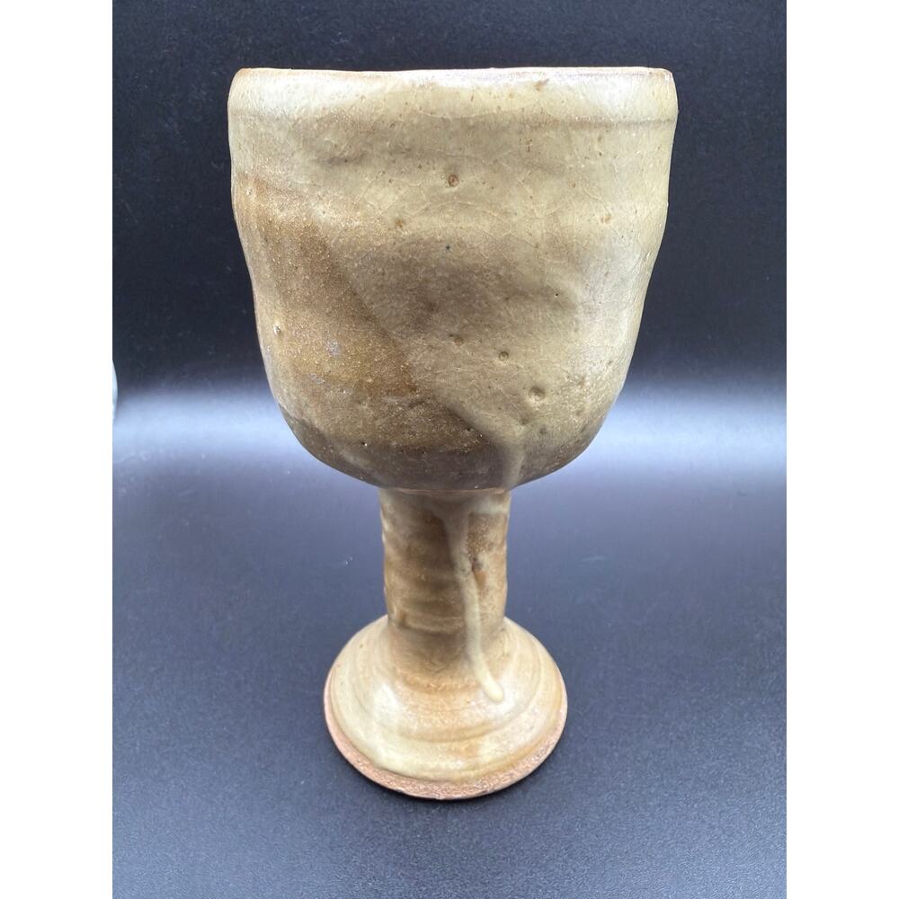 Vintage Studio Pottery Goblet 1 Stoneware Chalice Cup Boho Mid Century signed